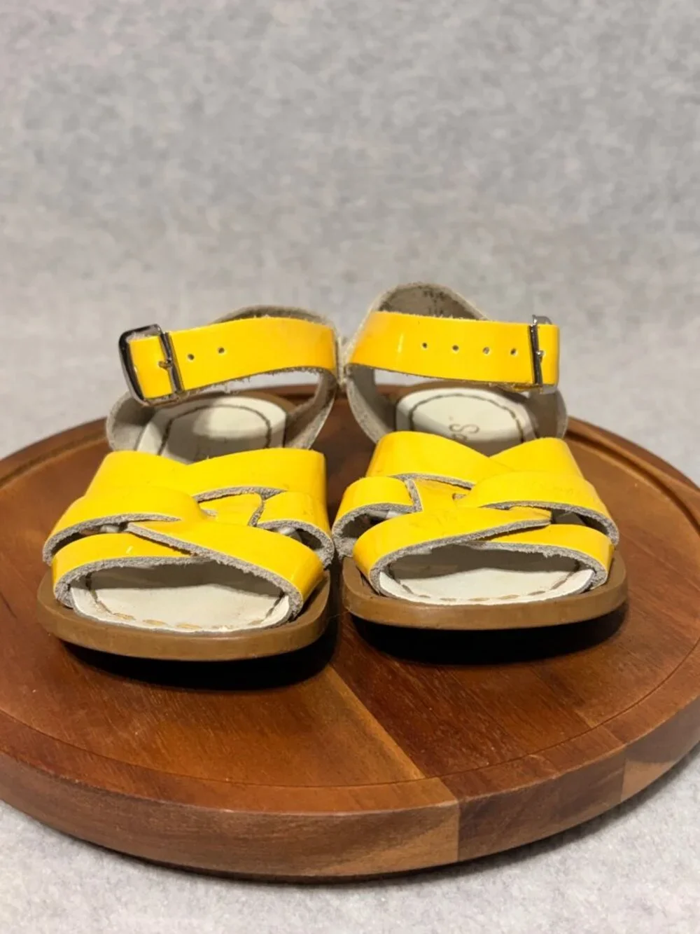 Salt Water Sandals Toddler 7 Yellow Leather Adjustable Buckle Straps Rubber Sole